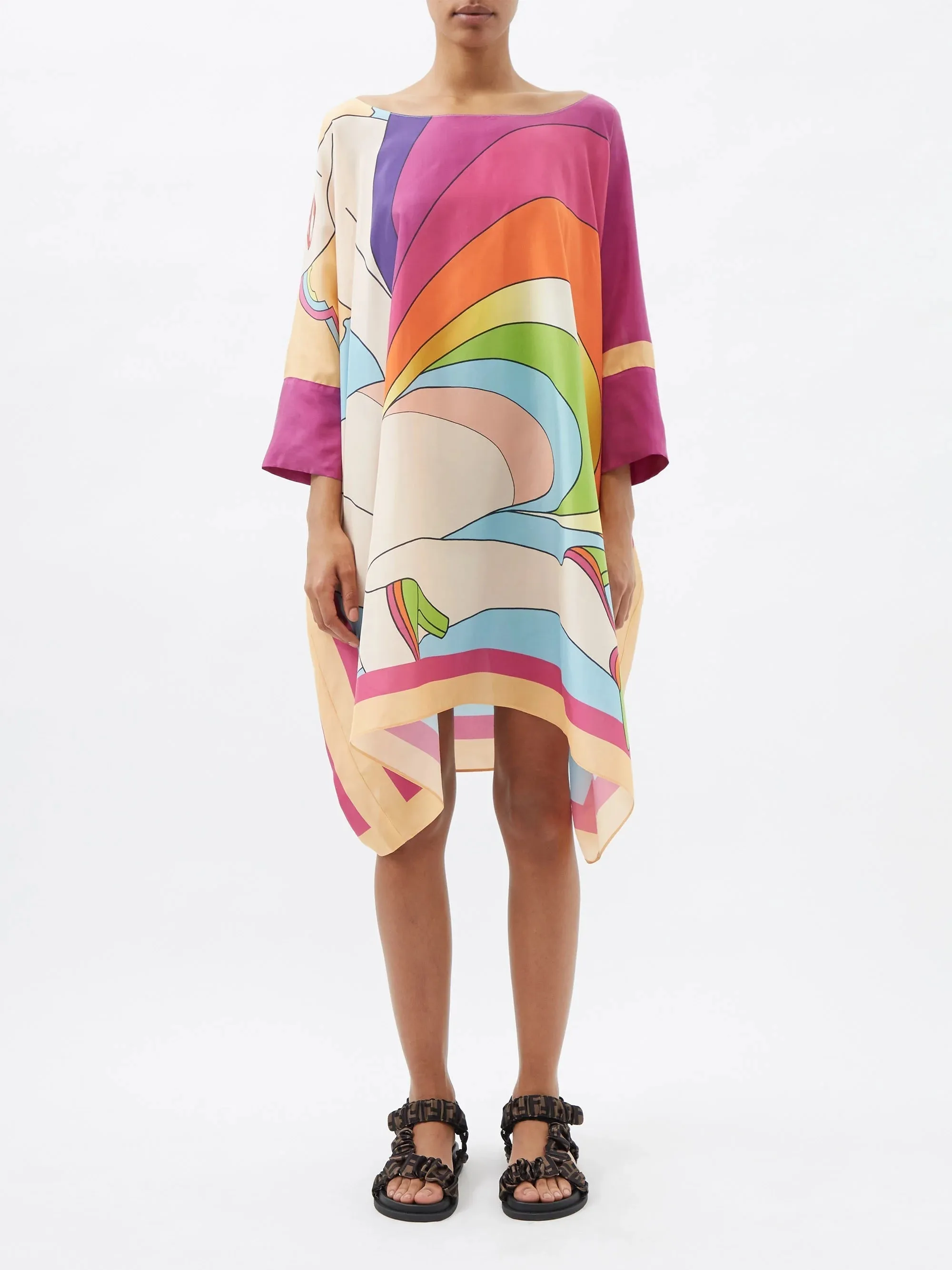 Lady-like Soft Silk Crepe Short Kaftan