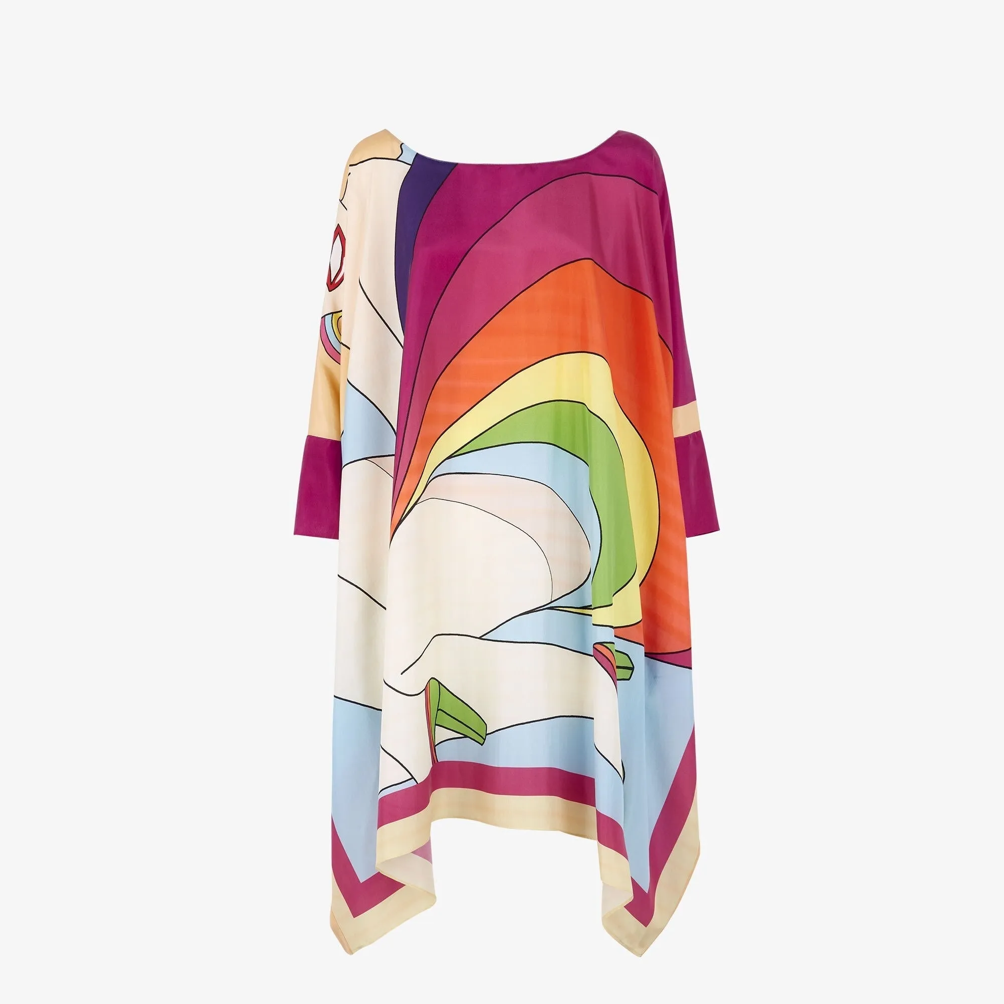 Lady-like Soft Silk Crepe Short Kaftan