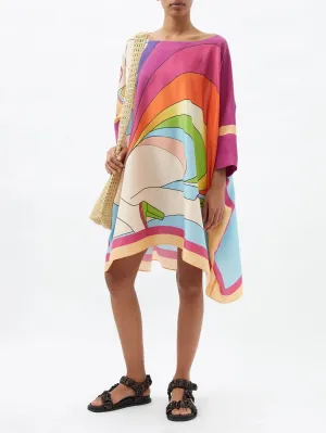 Lady-like Soft Silk Crepe Short Kaftan