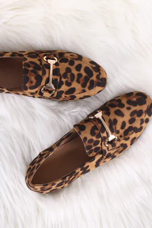 Leopard Horsebit Detail Loafer Flat