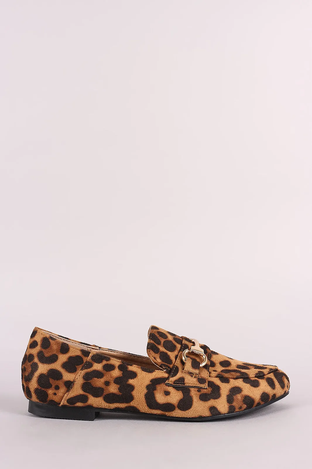 Leopard Horsebit Detail Loafer Flat