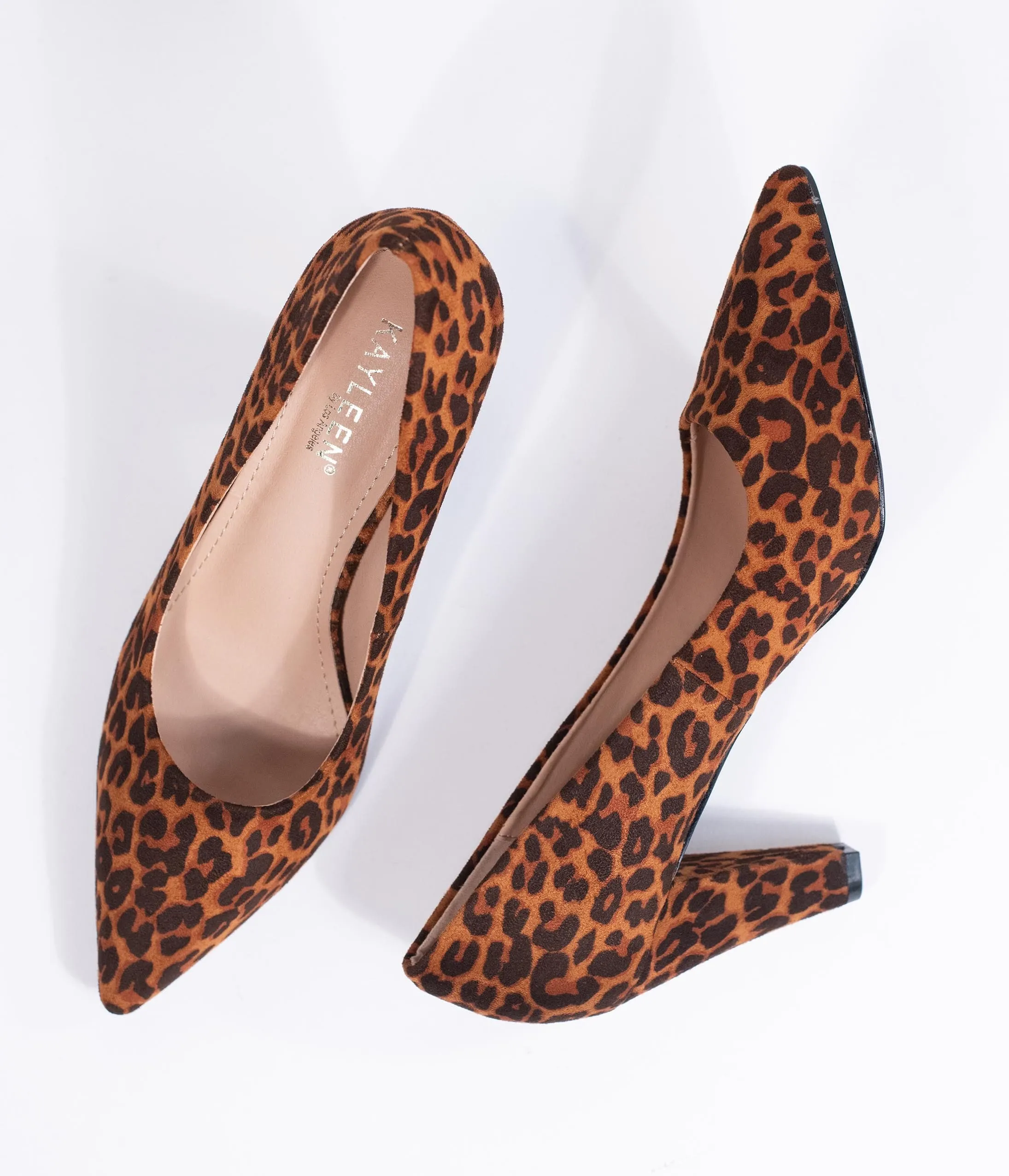 Leopard Print Suede Pointed Toe Heels