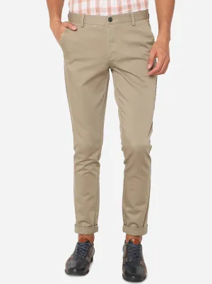 Light Brown Solid Uno Fit Casual Trouser | JadeBlue