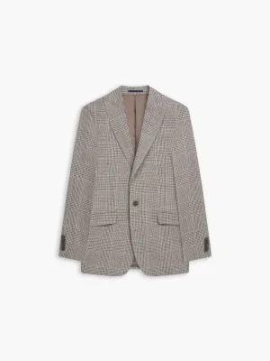 Luminara Italian Summer Slim Fit Brown and Navy Oversized Check Jacket