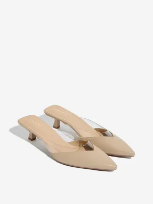 LUNA BLU Beige Vinyl Strap Mule Shoes