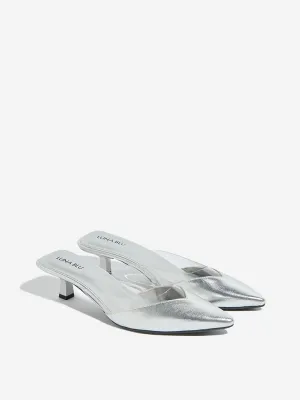 LUNA BLU Silver Vinyl Strap Mule Shoes