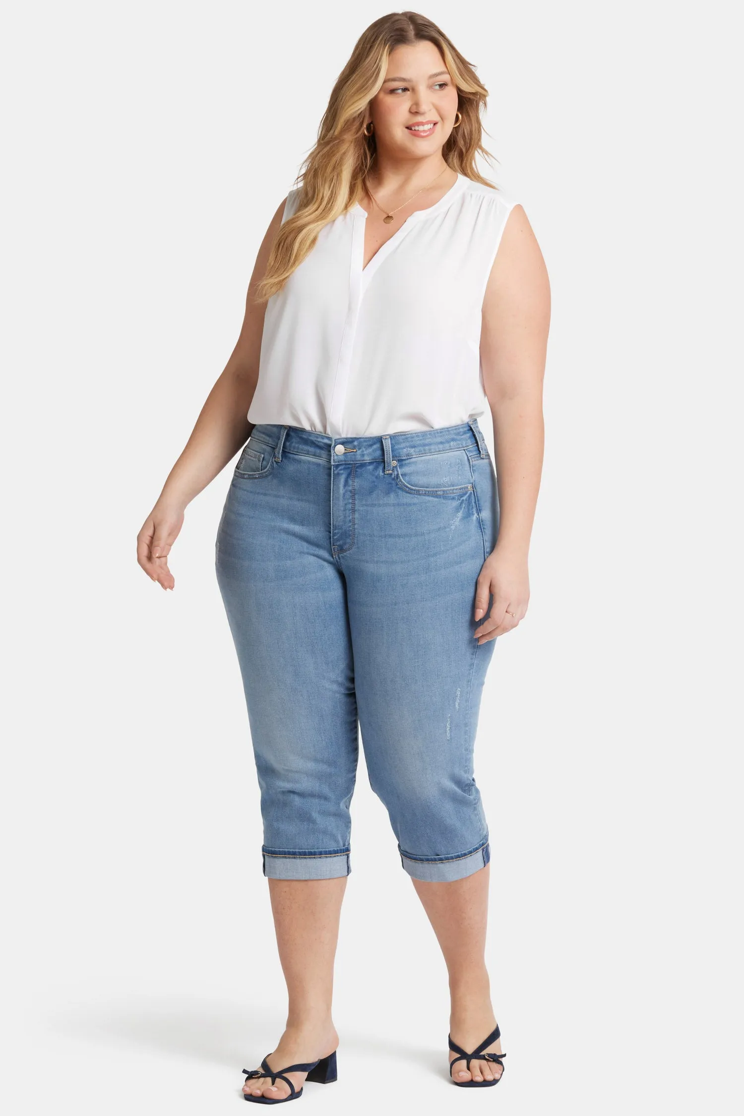 Marilyn Straight Crop Jeans In Plus Size - Lakefront