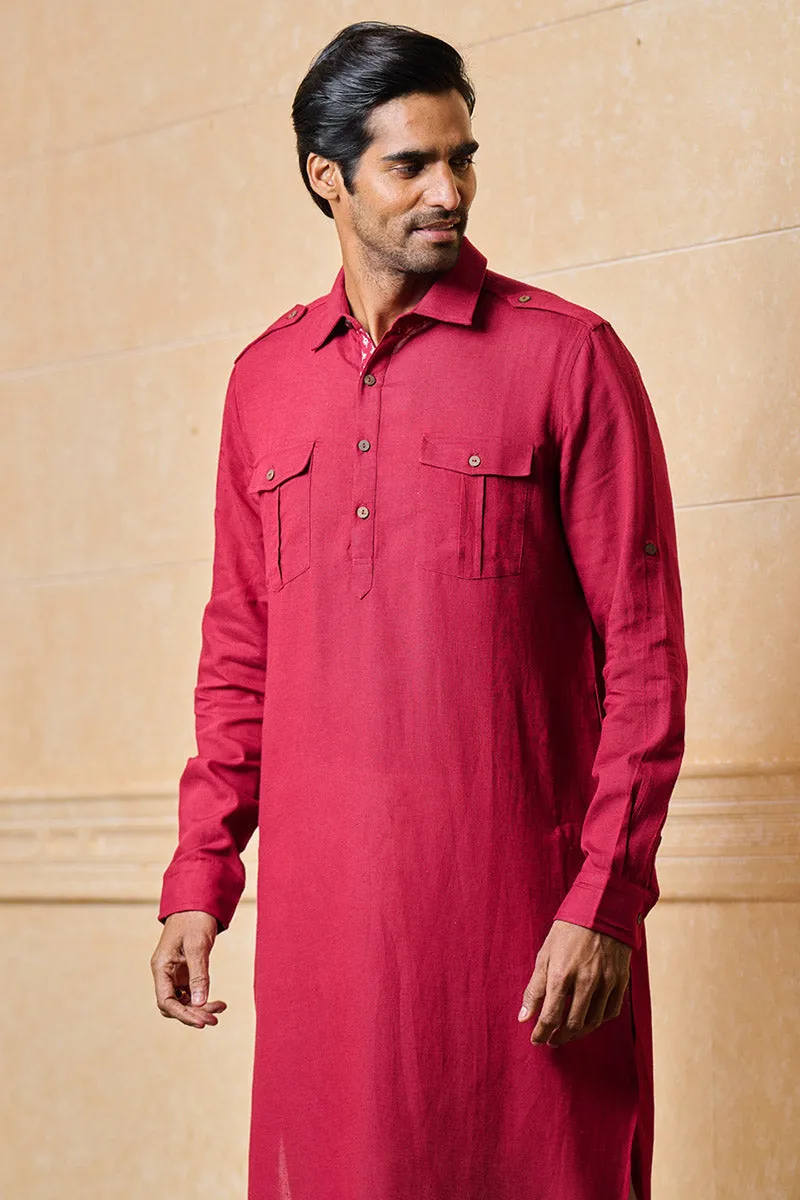 Maroon Pathani Styled Kurta