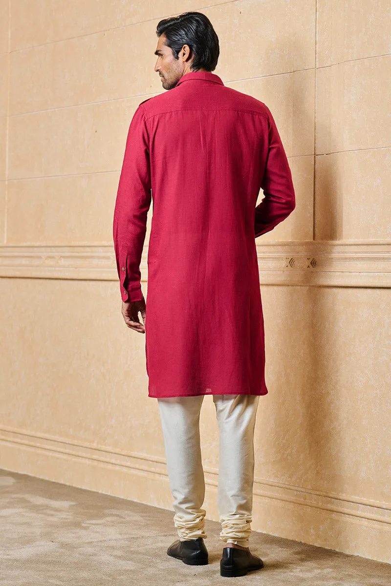 Maroon Pathani Styled Kurta