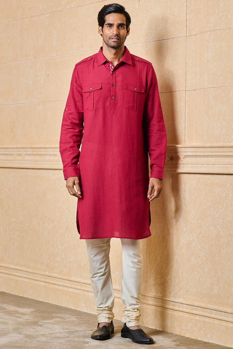 Maroon Pathani Styled Kurta