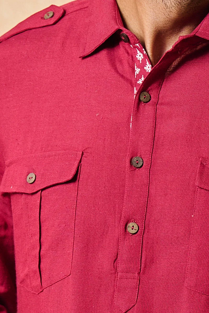 Maroon Pathani Styled Kurta