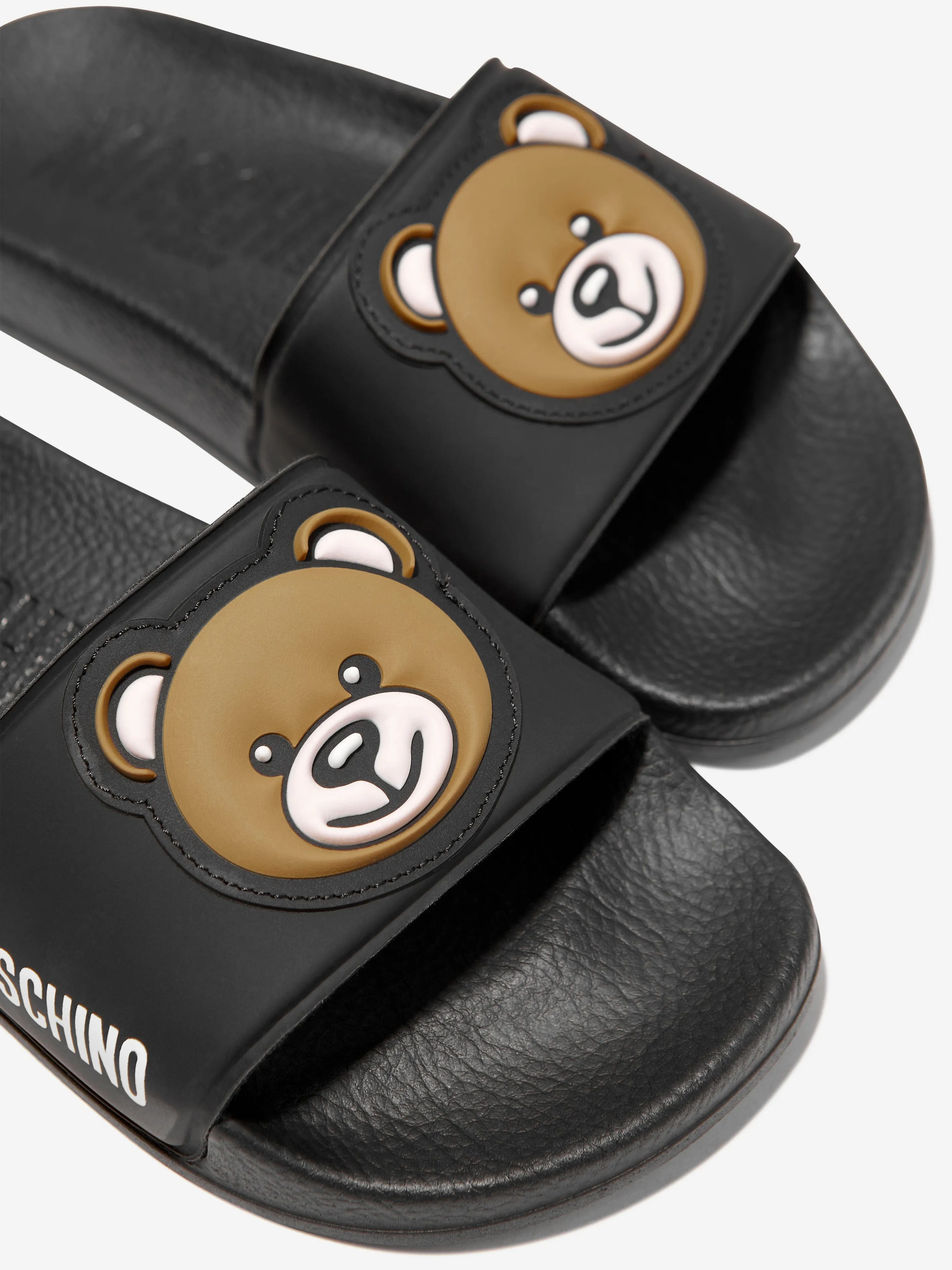 Moschino Kids Bear Sliders in Black