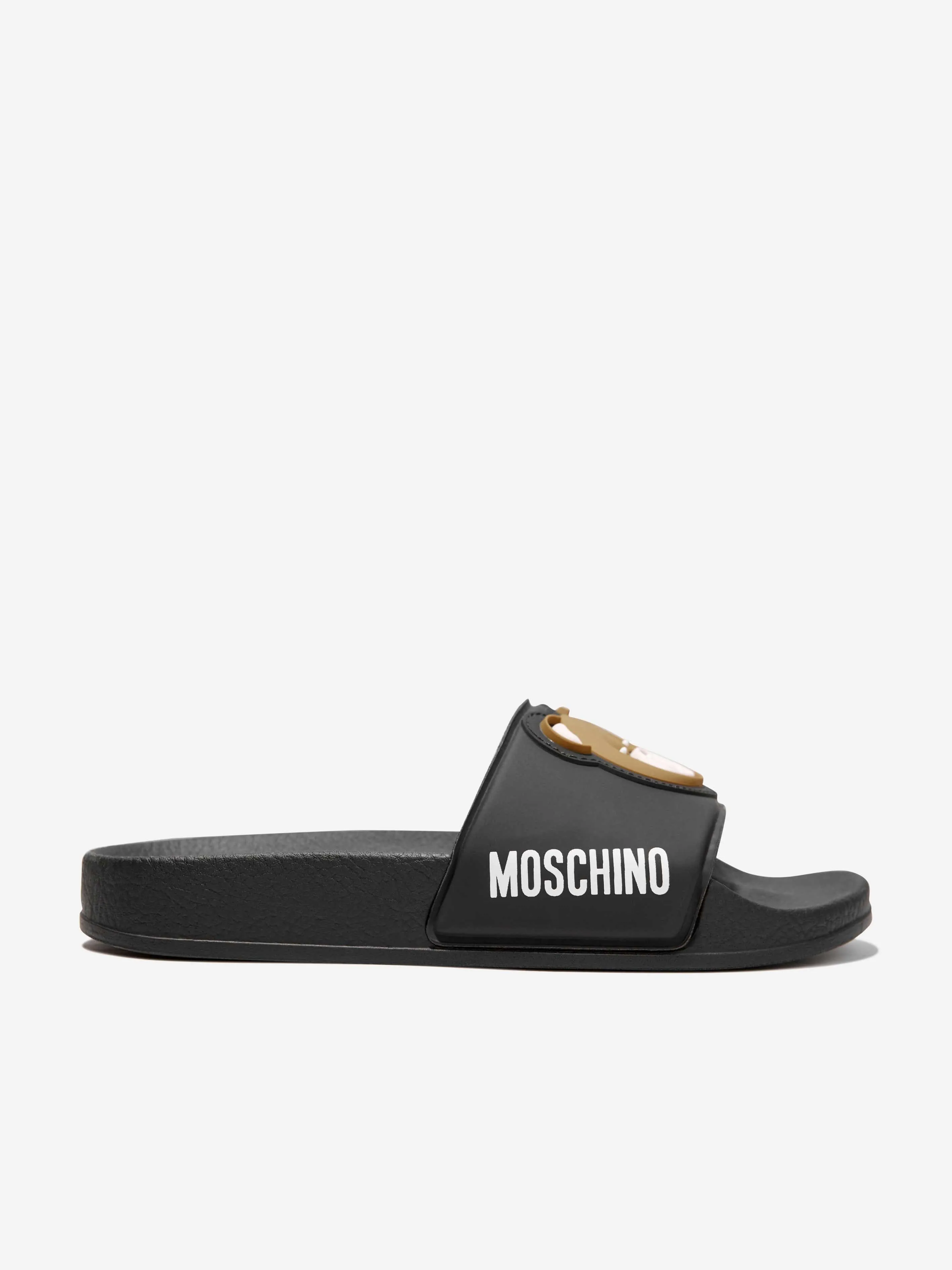 Moschino Kids Bear Sliders in Black