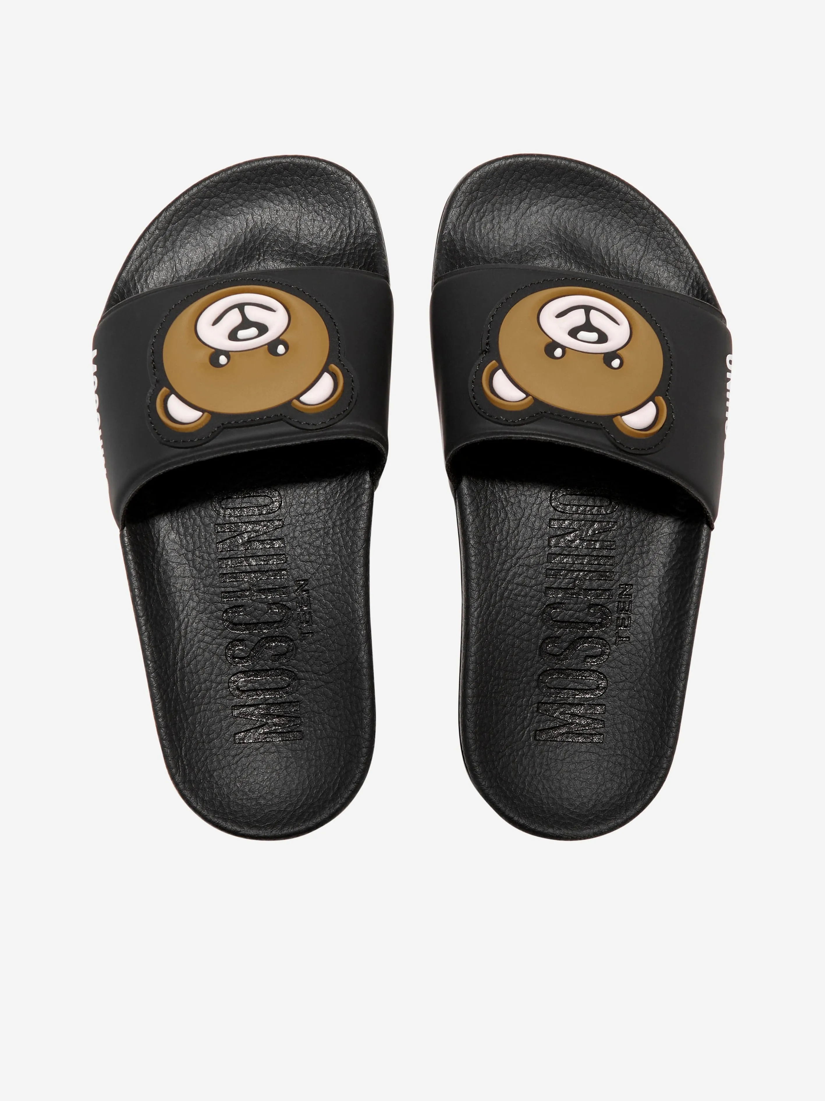 Moschino Kids Bear Sliders in Black