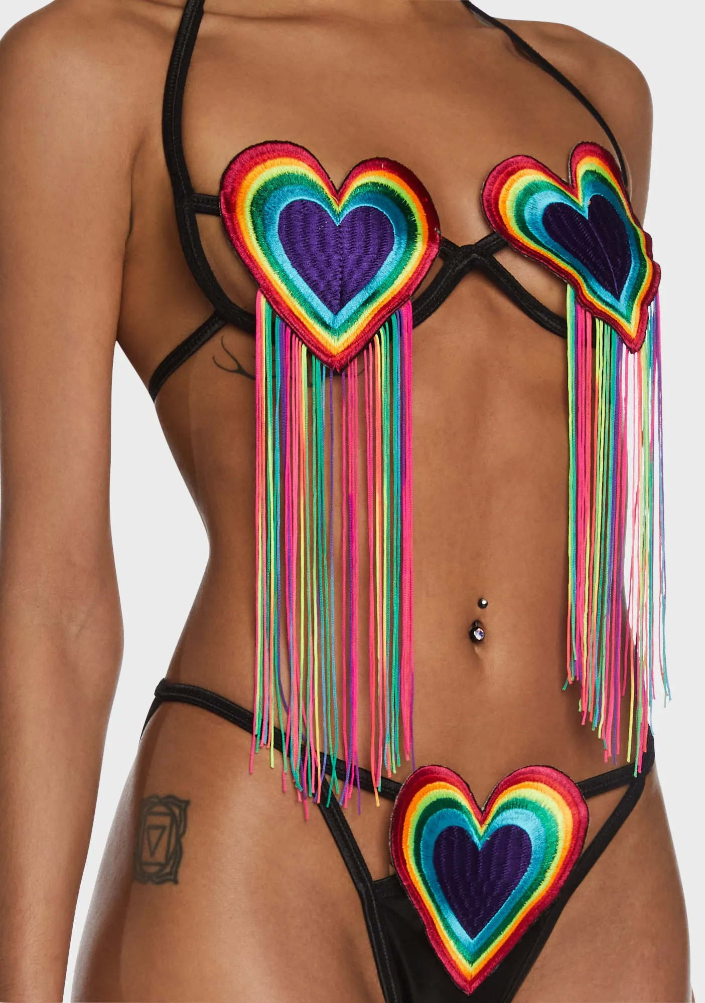 Nature's Secret Lingerie Set - Fringe Hearts