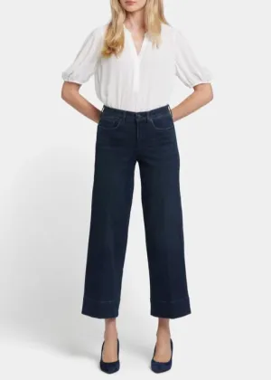 NYDJ - Teresa Wide Leg Ankle Jeans With 3" Hems - Obsidian Blue