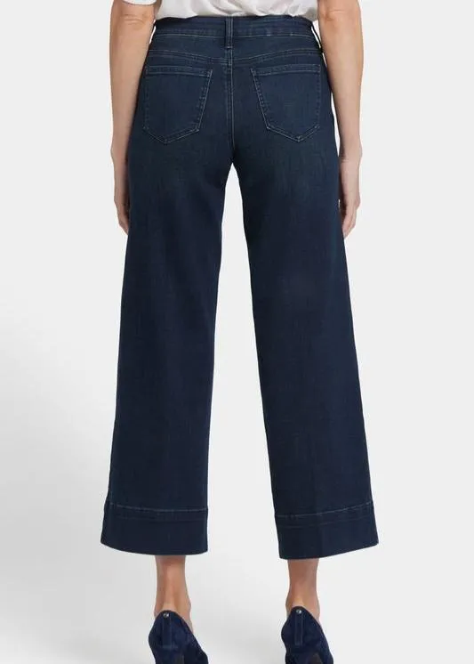 NYDJ - Teresa Wide Leg Ankle Jeans With 3" Hems - Obsidian Blue