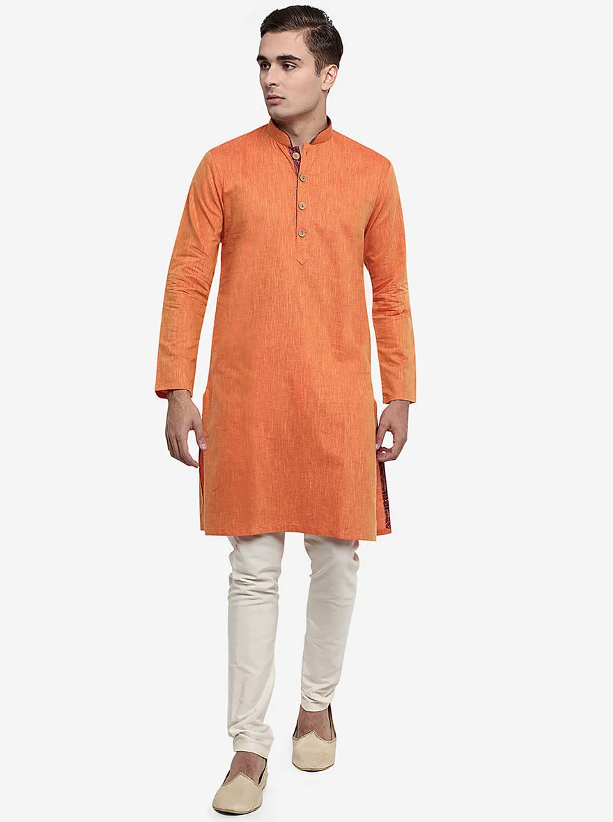 Orange Solid Kurta | Azania