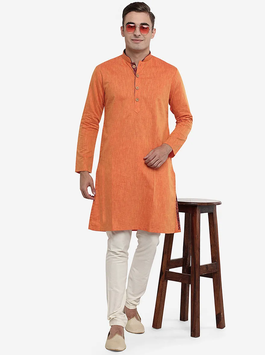 Orange Solid Kurta | Azania