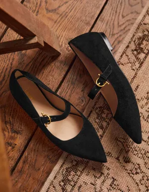 Pointed Toe Mary Jane Shoes-Black