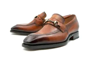 "Harry" Lama Skin Slip-On Loafer Cognac