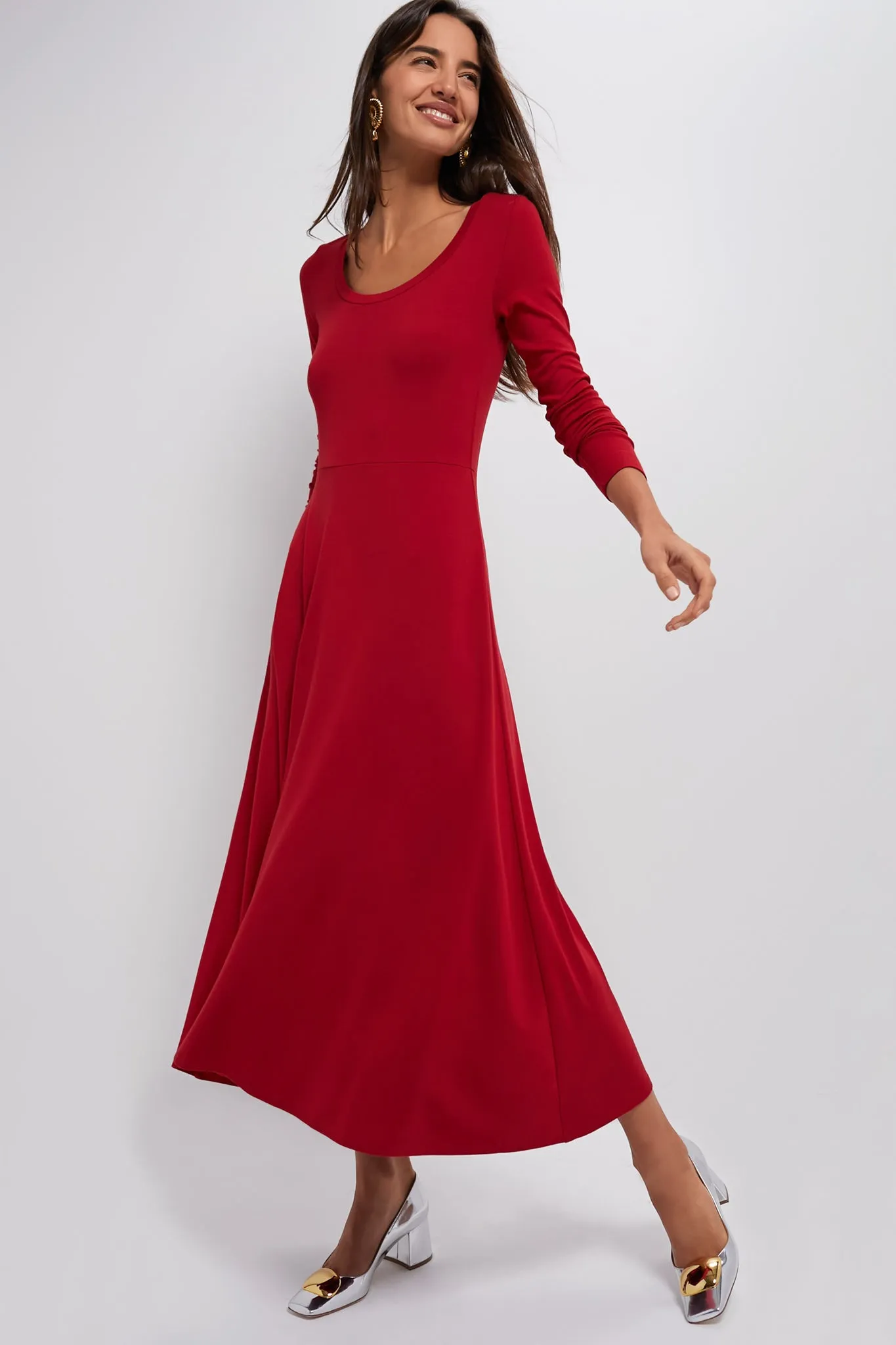 Red Long Sleeve Sara Maxi Dress