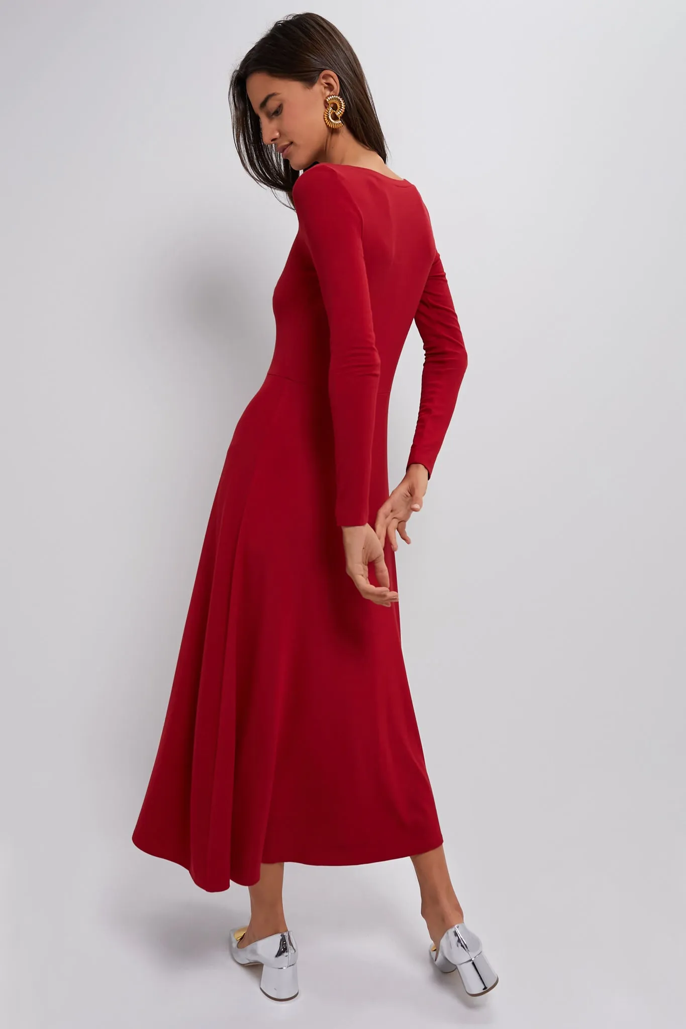 Red Long Sleeve Sara Maxi Dress