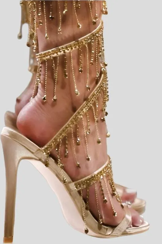 Rhinestones Snake Winding High-Heeled Sandals