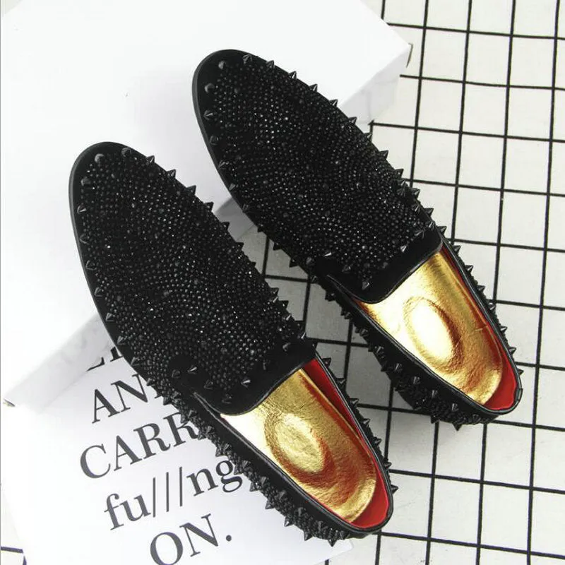 Rock Style Men Loafers / Shoes with Rhinestone Rivets