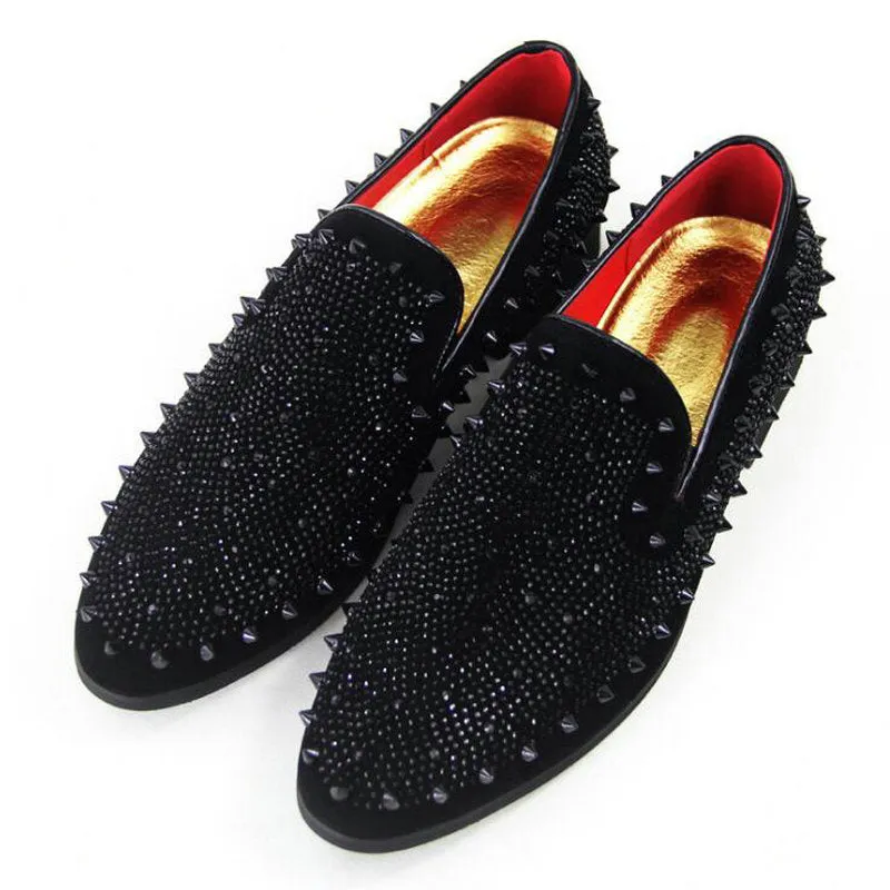 Rock Style Men Loafers / Shoes with Rhinestone Rivets