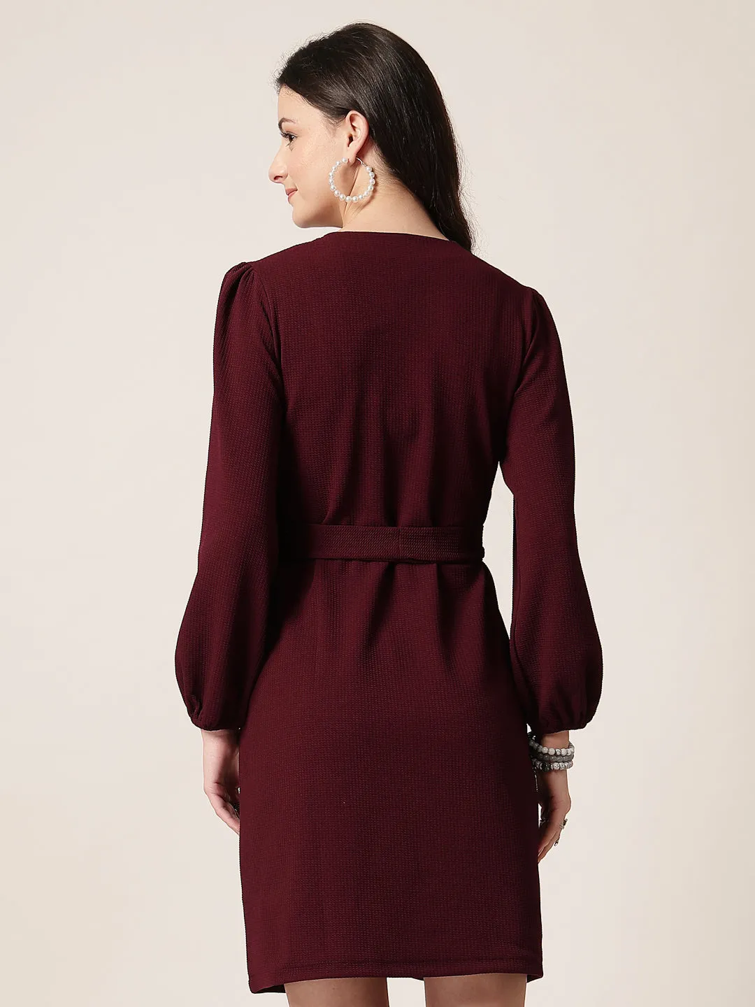 Style Quotient Women Maroon Knit Dress