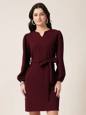 Style Quotient Women Maroon Knit Dress