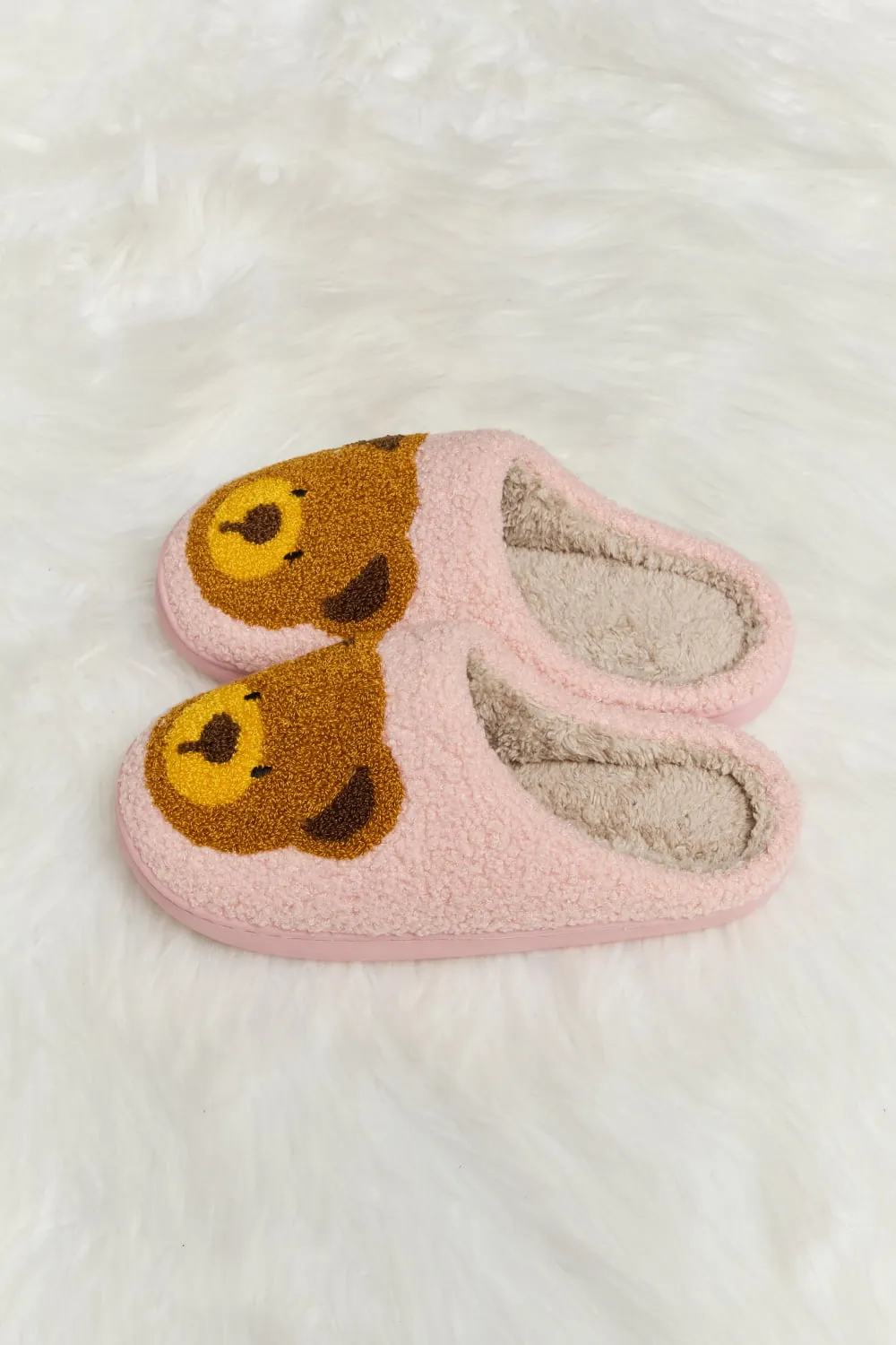 Teddy Bear Print Plush Slide Slippers