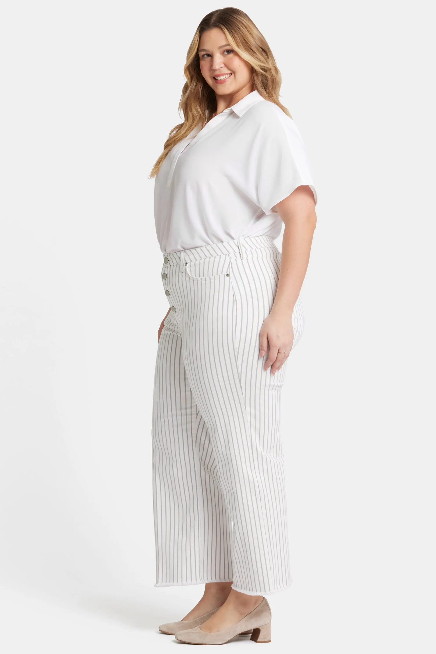 Teresa Wide Leg Ankle Jeans In Plus Size - Beach Cruise Stripe