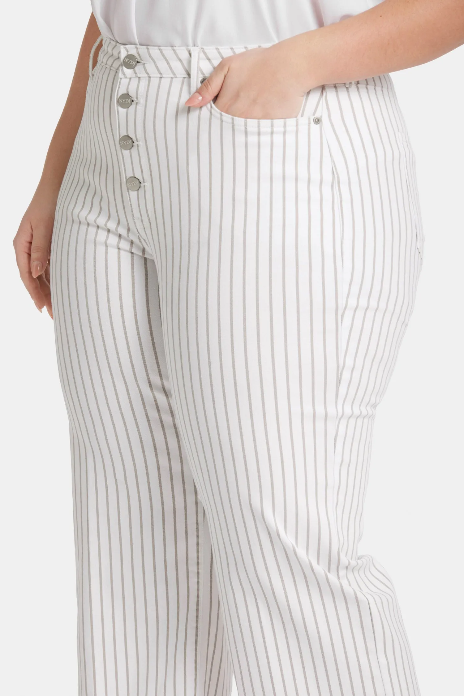 Teresa Wide Leg Ankle Jeans In Plus Size - Beach Cruise Stripe