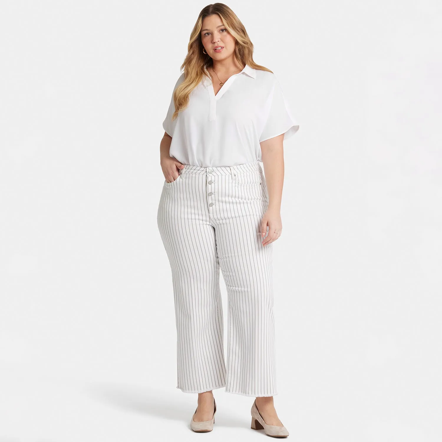 Teresa Wide Leg Ankle Jeans In Plus Size - Beach Cruise Stripe