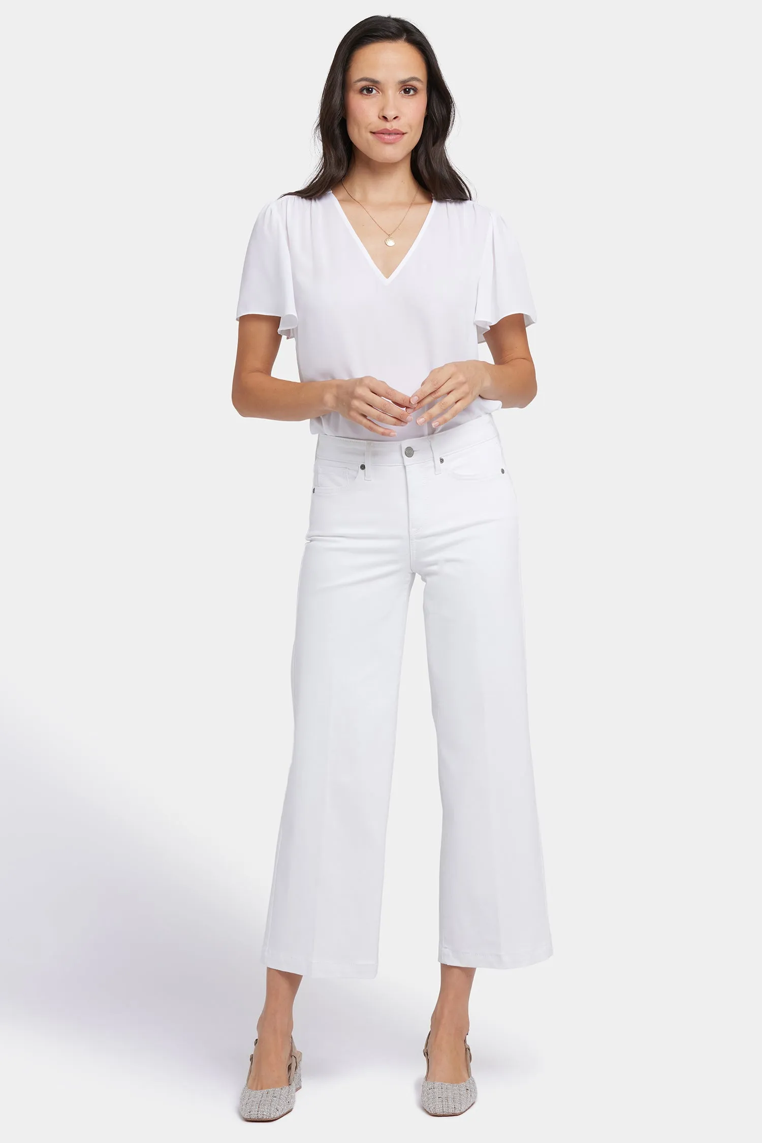 Teresa Wide Leg Ankle Jeans - Optic White