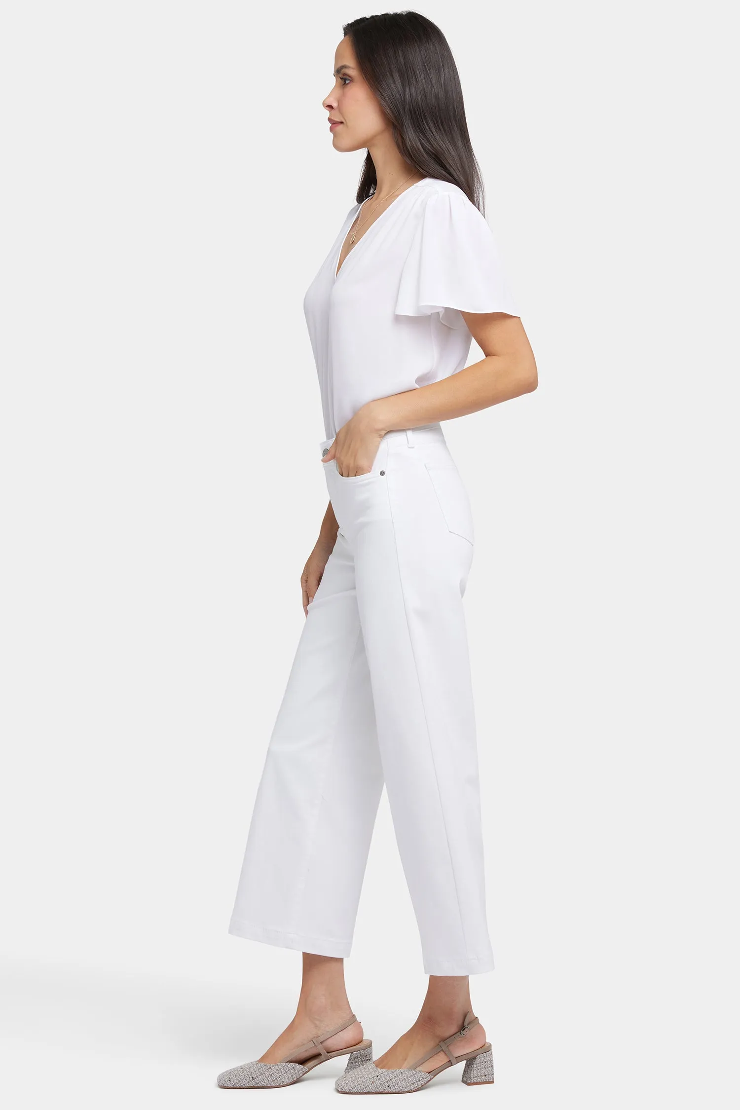 Teresa Wide Leg Ankle Jeans - Optic White