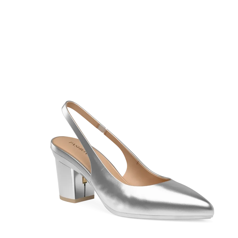 The Slingback - Matte Silver 3 Block