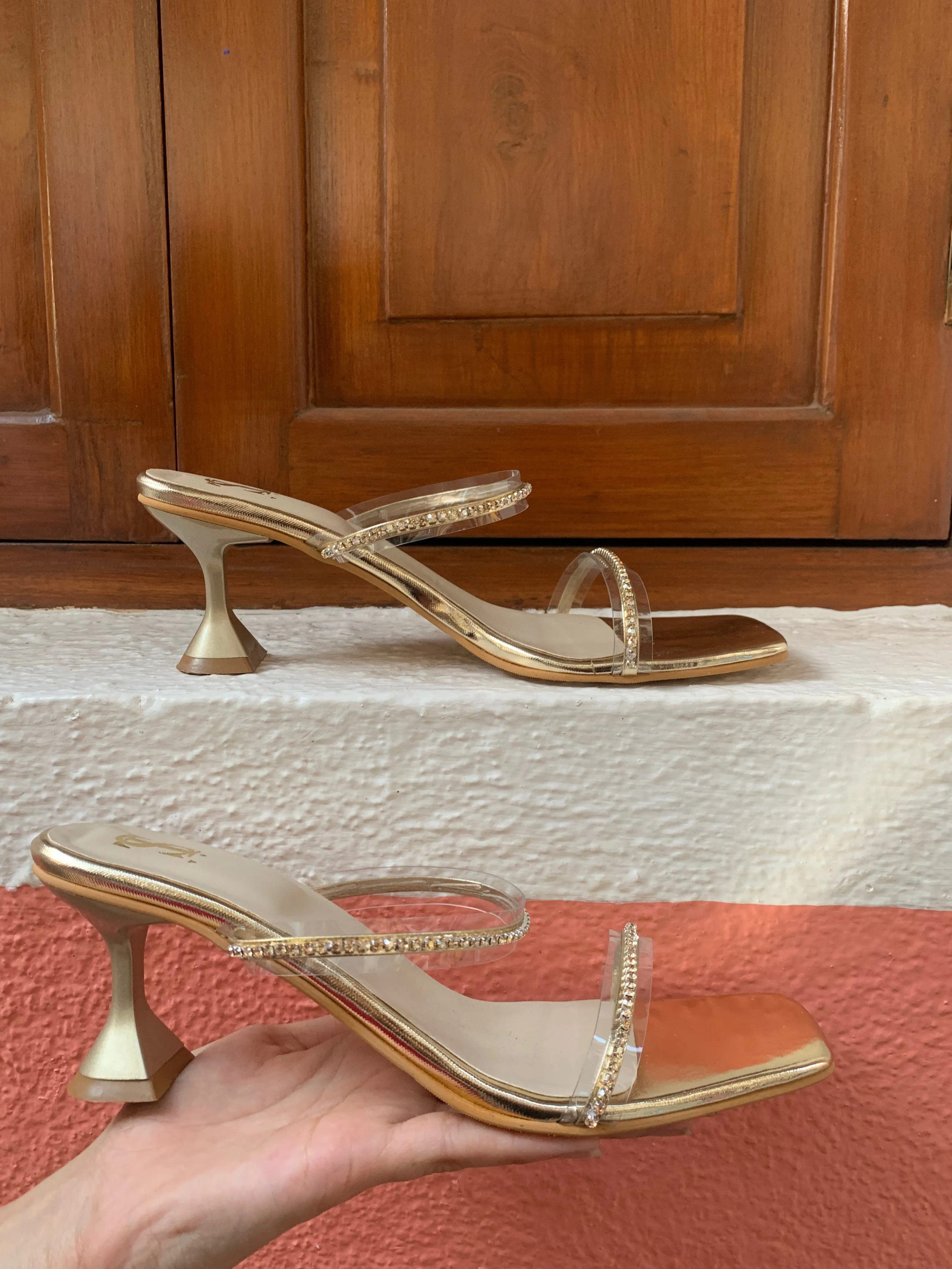 Transparent Subtle Gold Heels