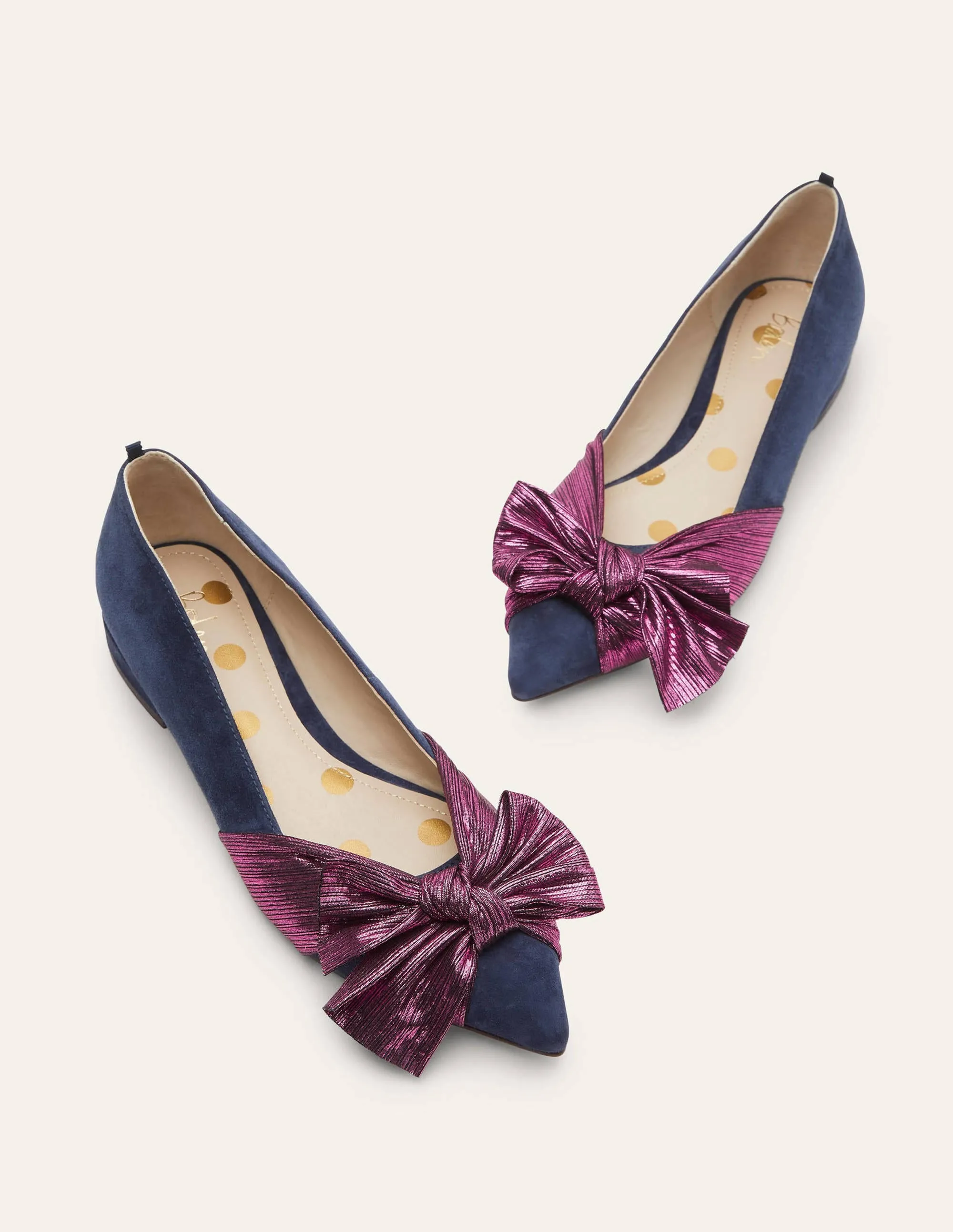 Vanessa Bow Shoes-Navy/Pom Pom