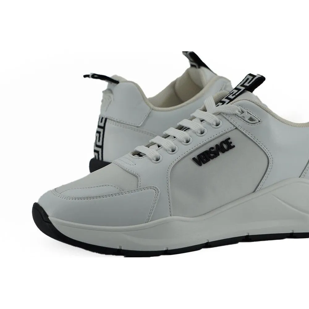 Versace Sleek White Calf Leather Sneakers