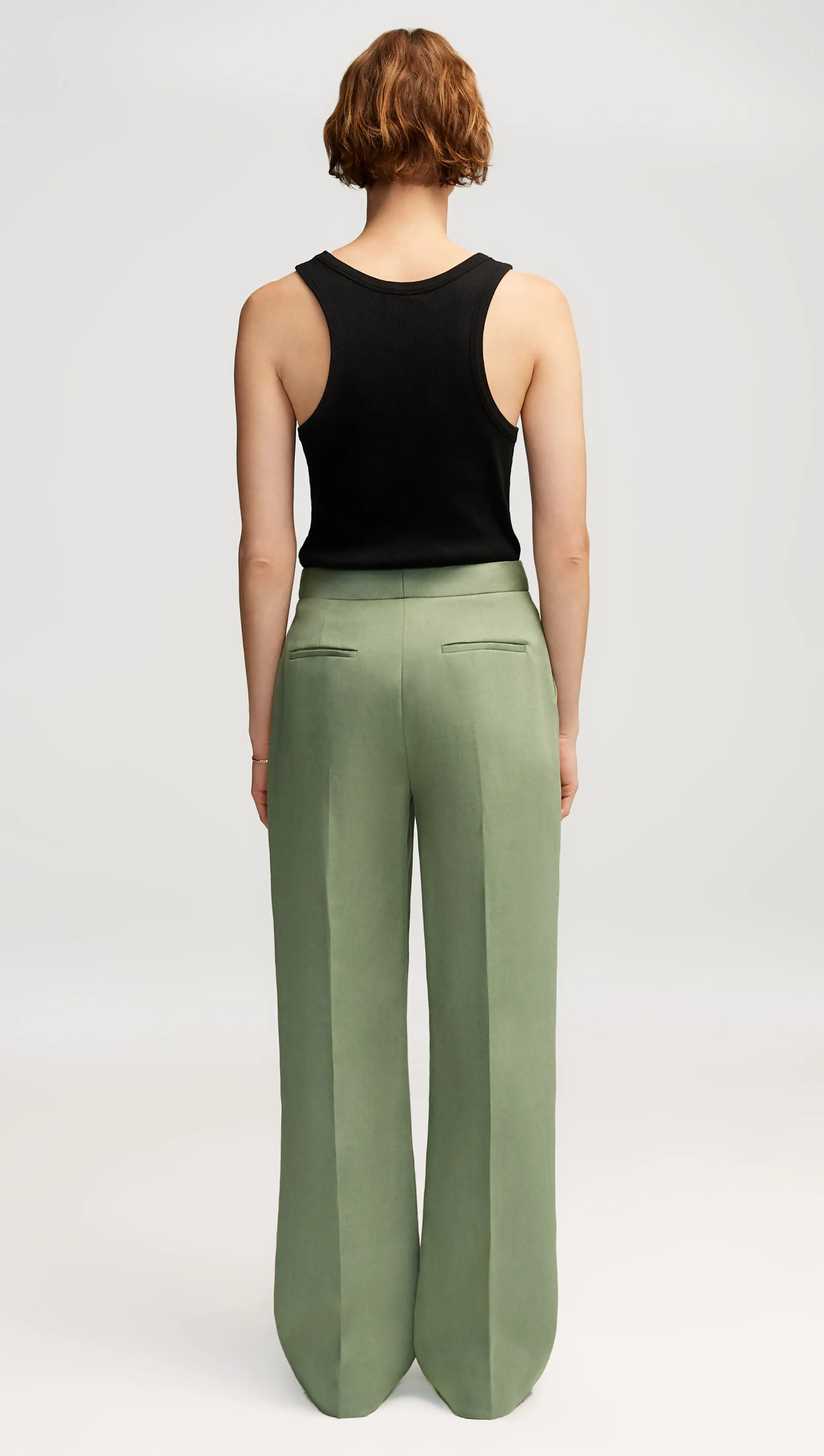 Wide Leg Trouser in Linen | Sage