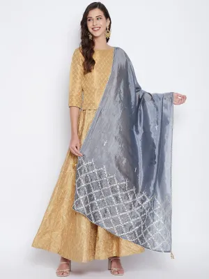 Women Grey Embellished Dupatta