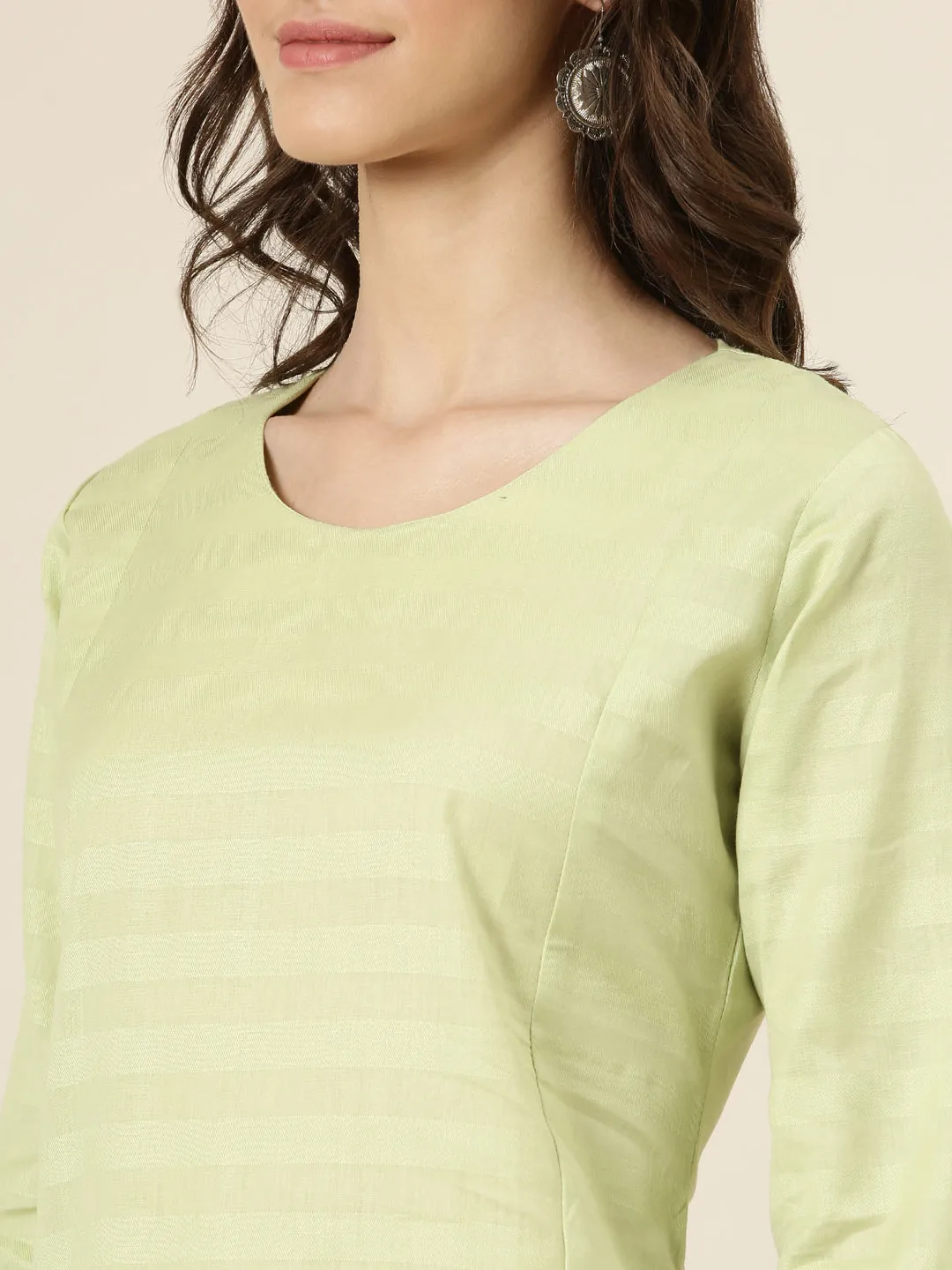 Women Lime Green Solid Straight Kurta