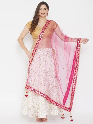 Women Magenta Gotta Patti Net Dupatta