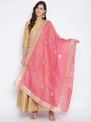 Women Peach Bandhej Dyed Dupatta