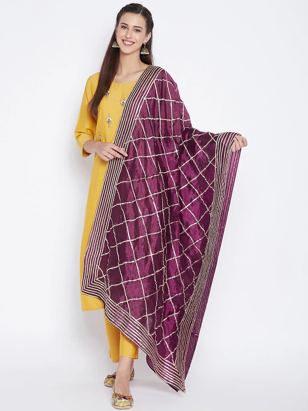 Women Wine Gotta Patti Silk Dupatta