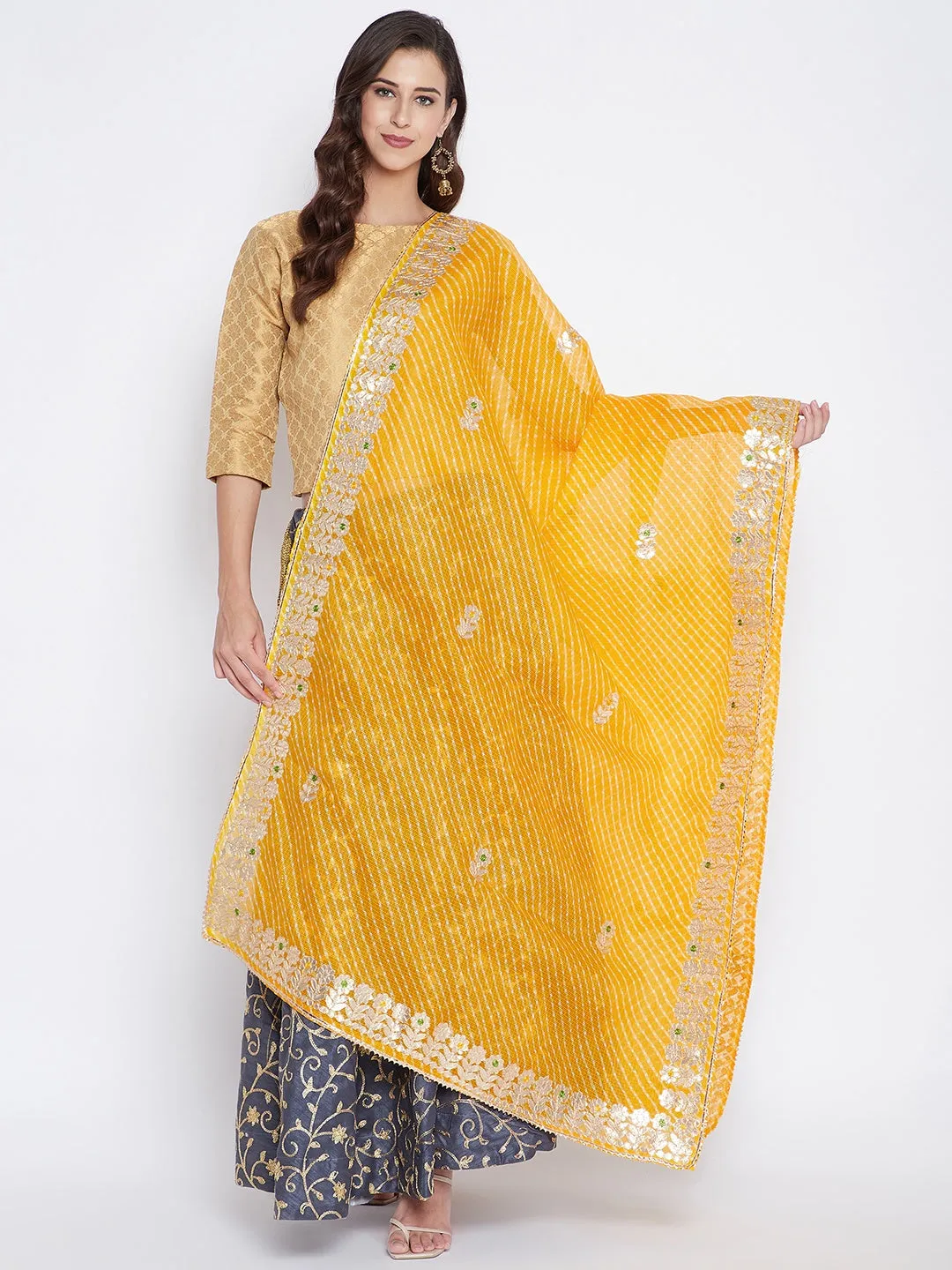 Women Yellow Bandhej Dyed Dupatta