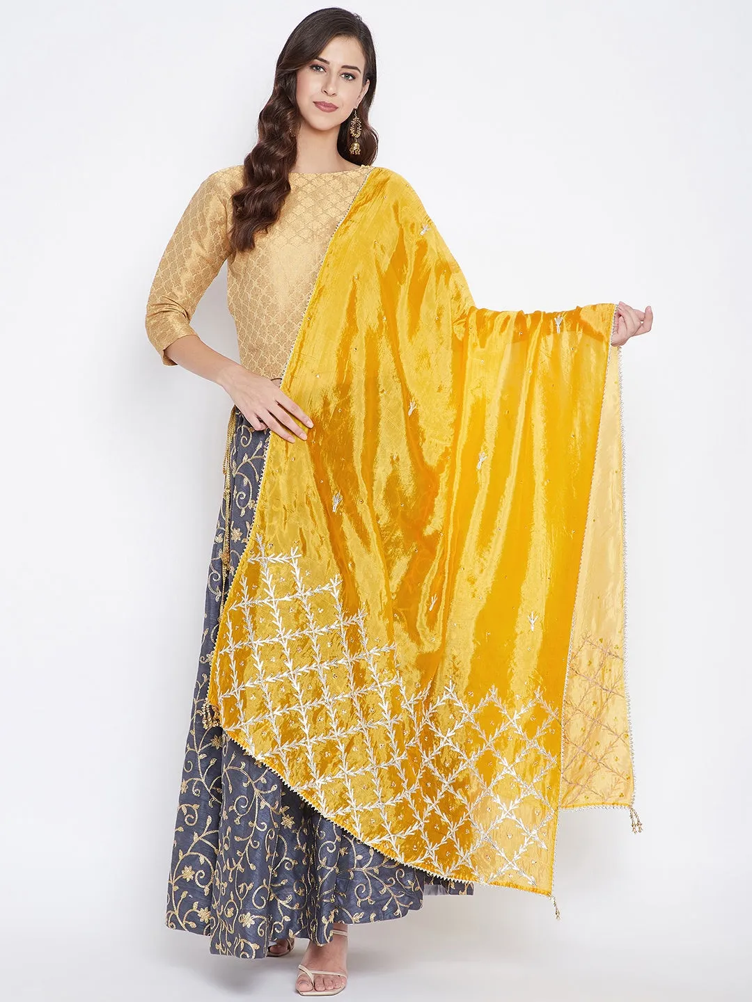 Women Yellow Embellished Dupatta